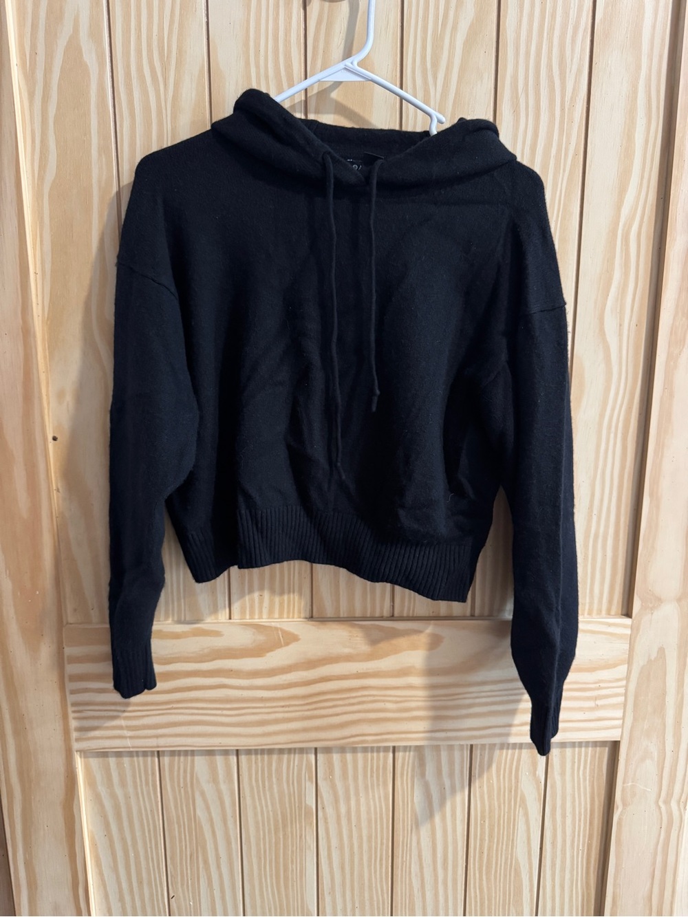 Athleta Alpine Black Wool/Cashmere Cropped Hoodie— Medium